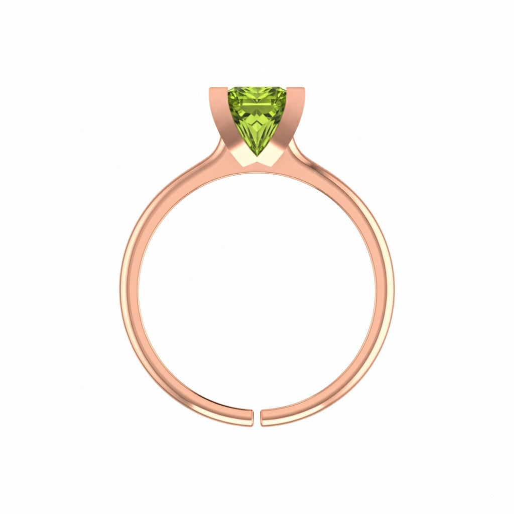 rose gold plated pure silver square peridot gemstone adjustable ring