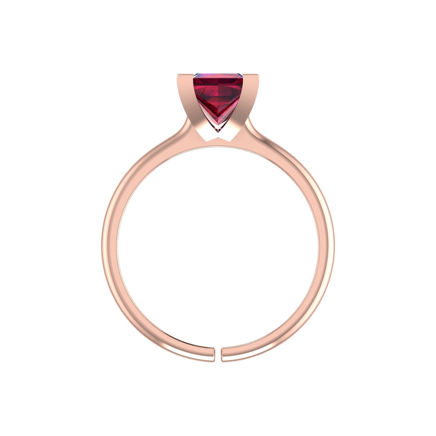 rose gold plated pure silver square ruby gemstone adjustable ring