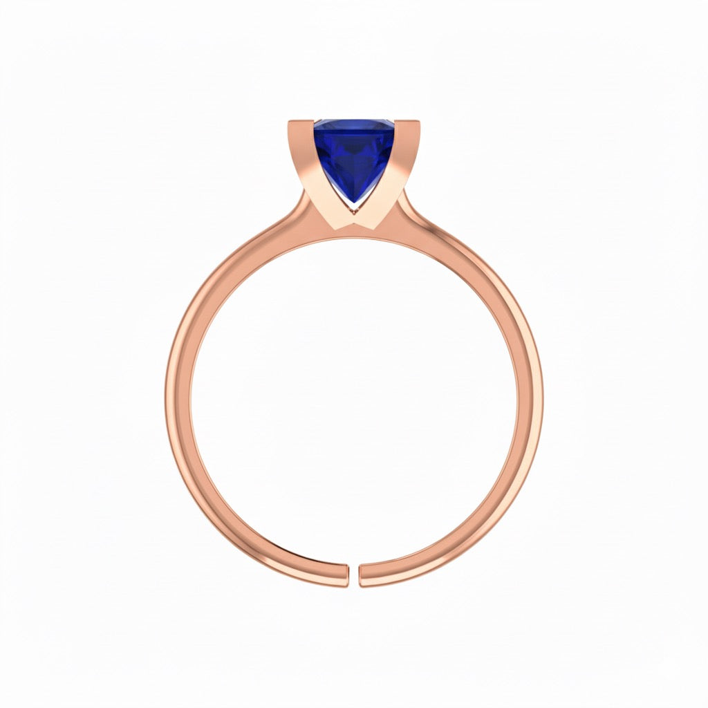 rose gold plated pure silver square sapphire gemstone adjustable ring