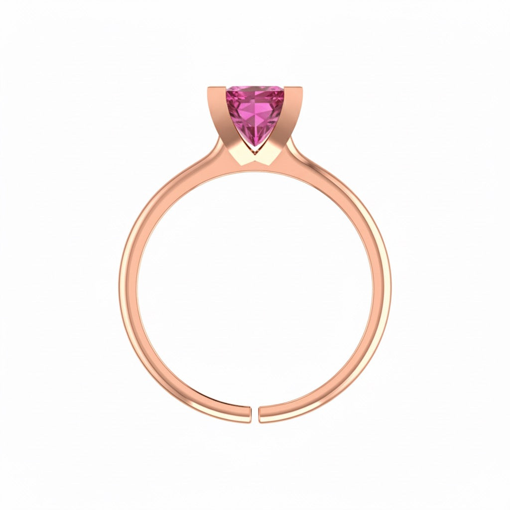 rose gold plated pure silver square tourmaline gemstone adjustable ring