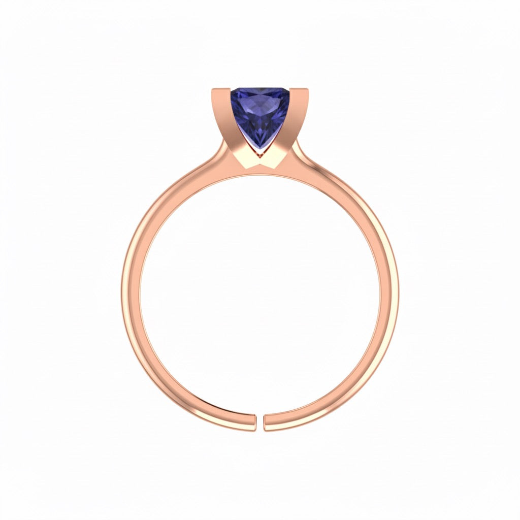 rose gold plated pure silver square tanzanite gemstone adjustable ring