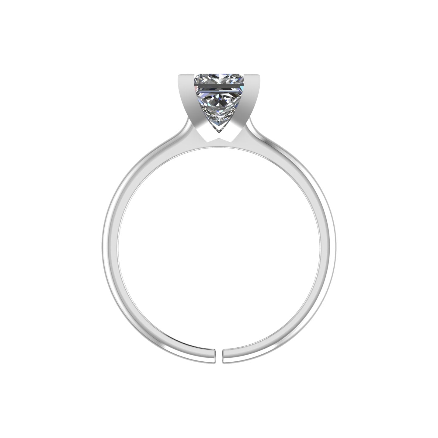 rhodium plated pure silver square cubic zirconia gemstone adjustable ring