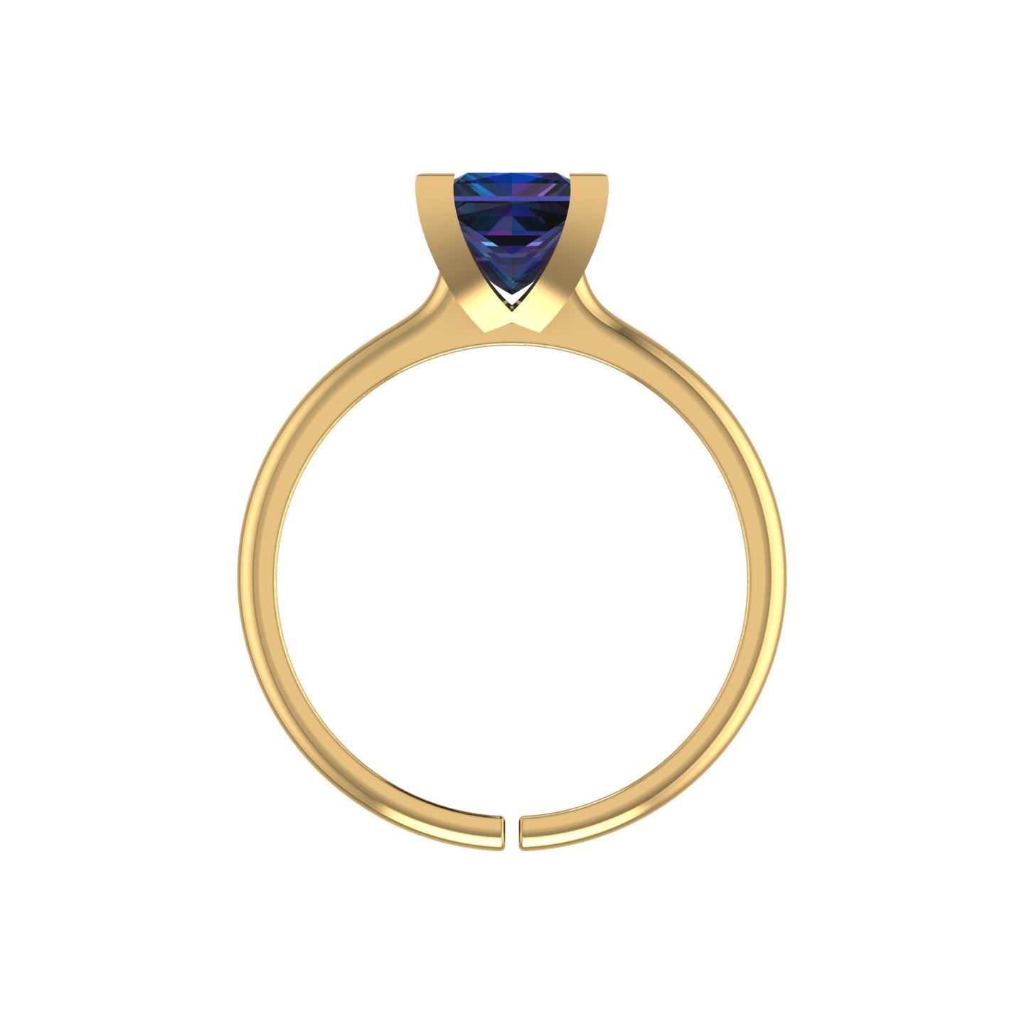 gold plated pure silver square alexandrite gemstone adjustable ring