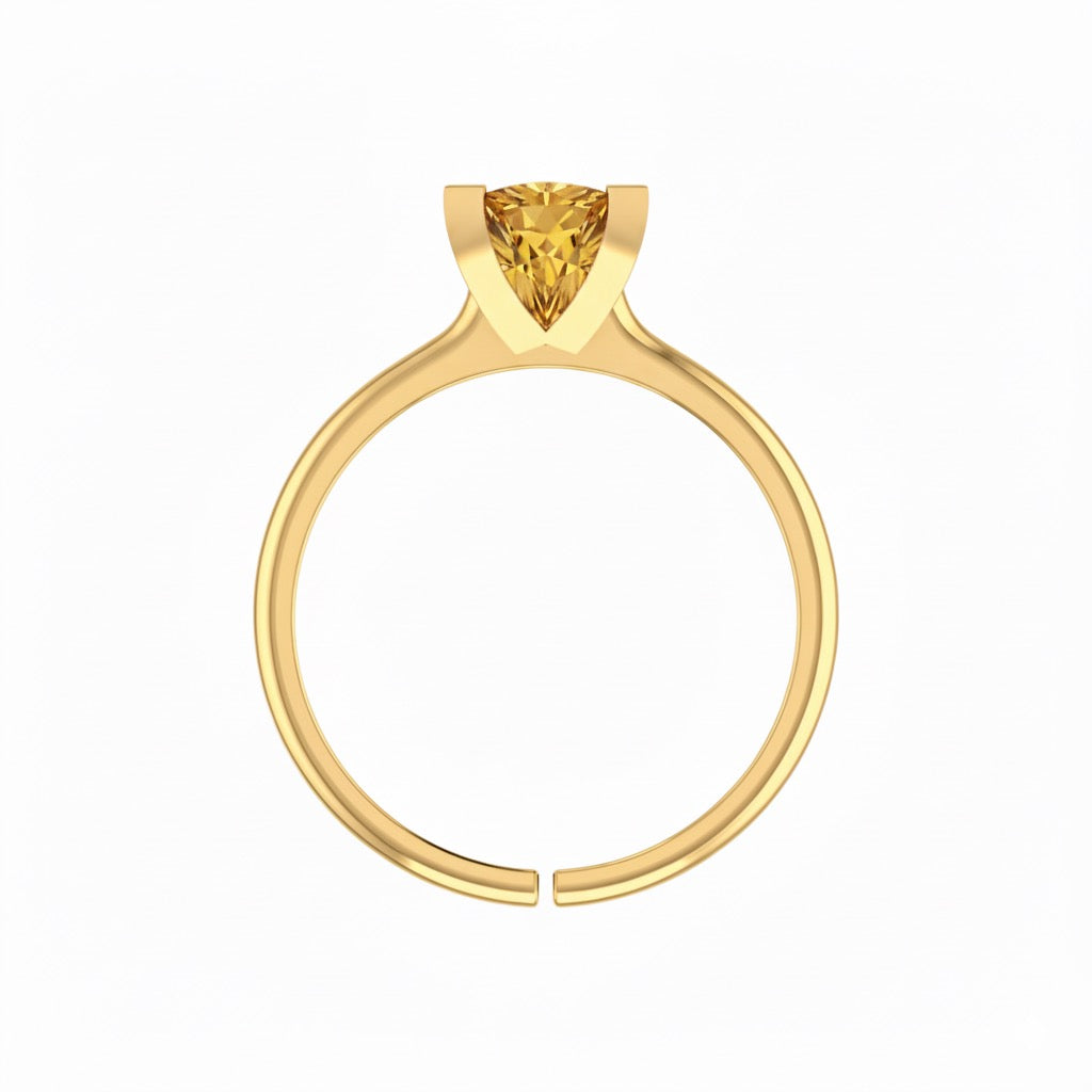 gold plated pure silver square citrine gemstone adjustable ring