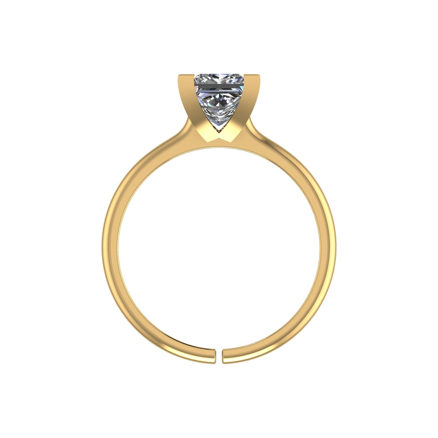 gold plated pure silver square cubic zirconia gemstone adjustable ring