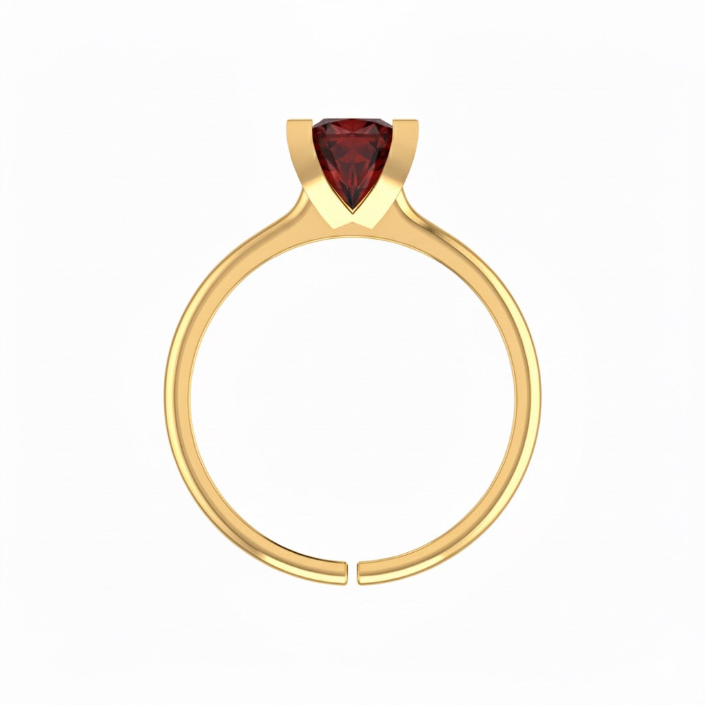gold plated pure silver square garnet gemstone adjustable ring