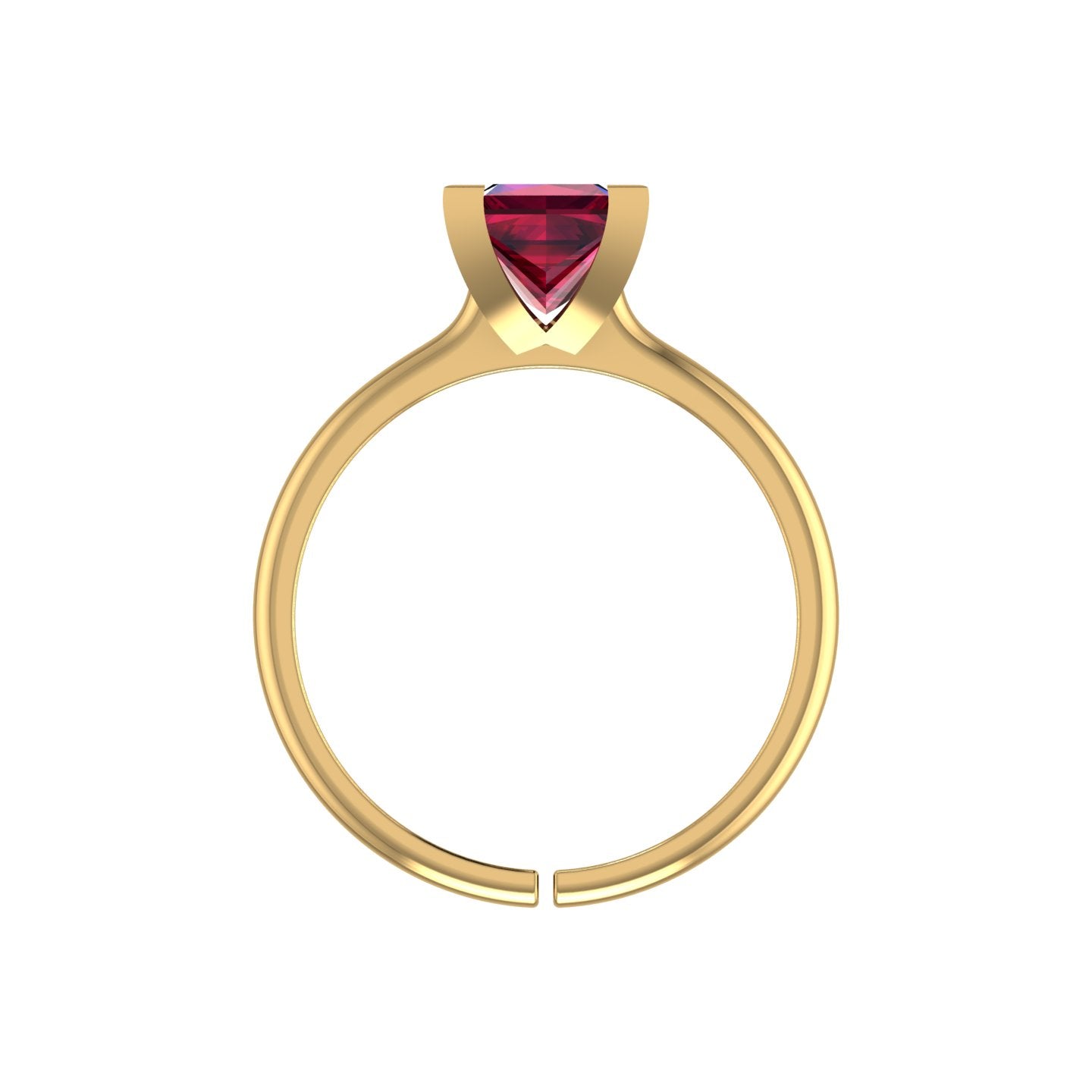 gold plated pure silver square ruby gemstone adjustable ring