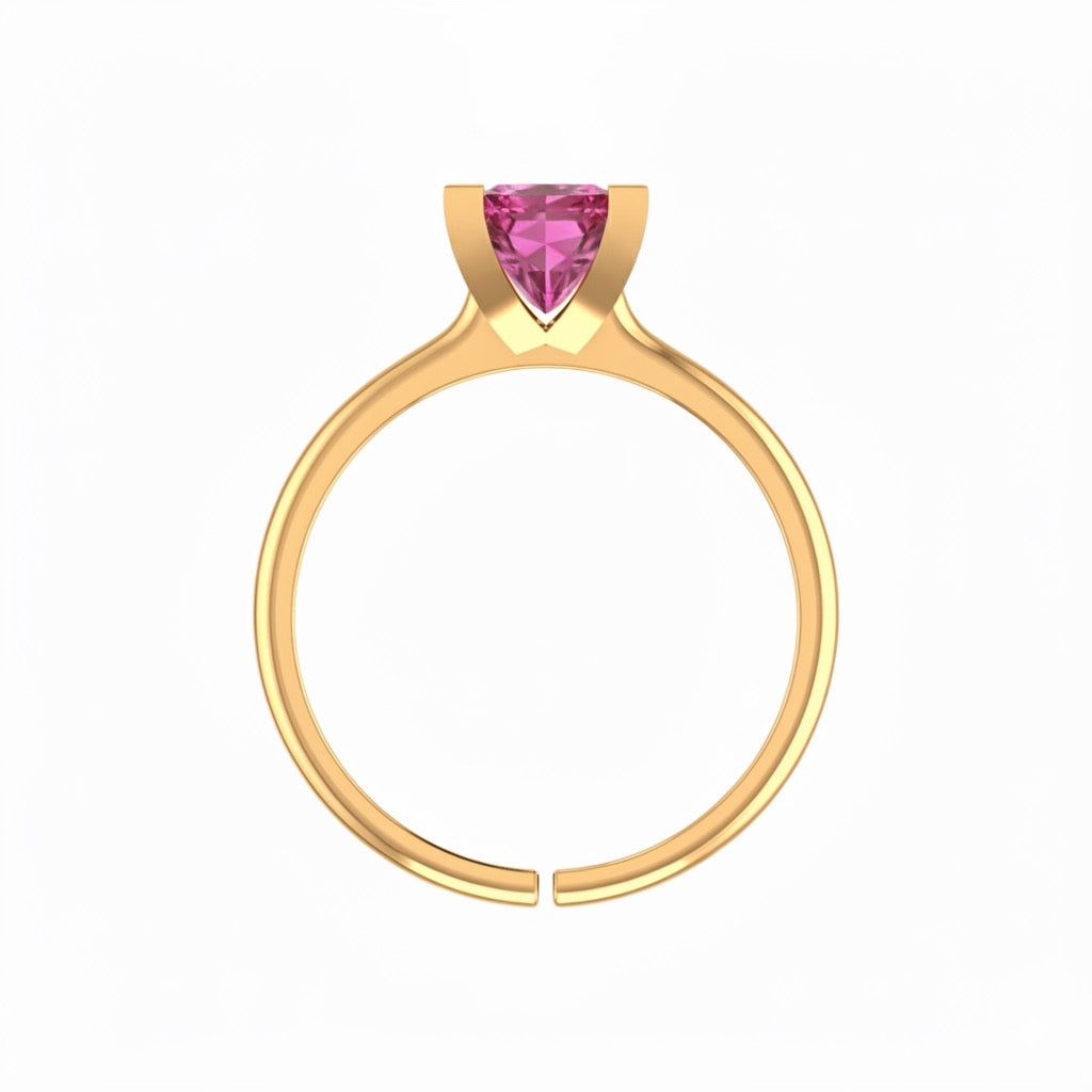 gold plated pure silver square tourmaline gemstone adjustable ring