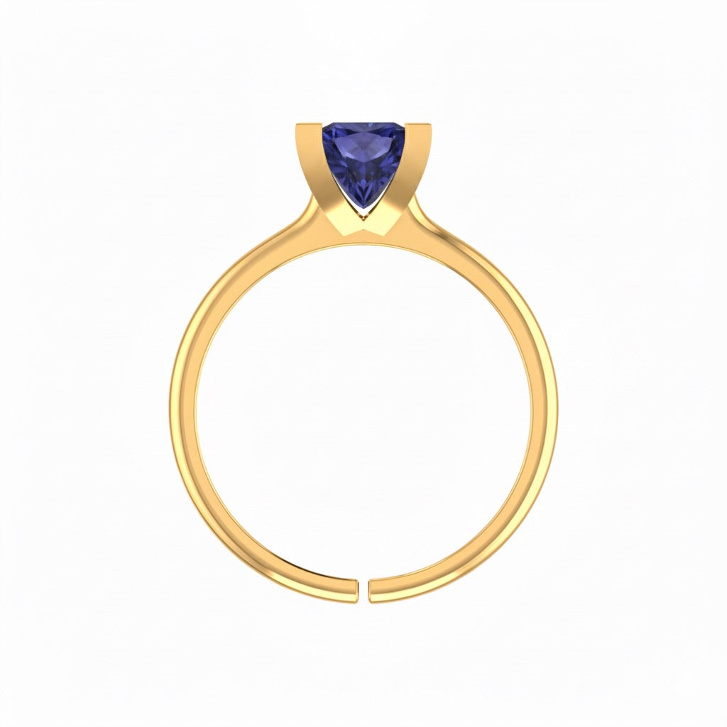 gold plated pure silver square tanzanite gemstone adjustable ring