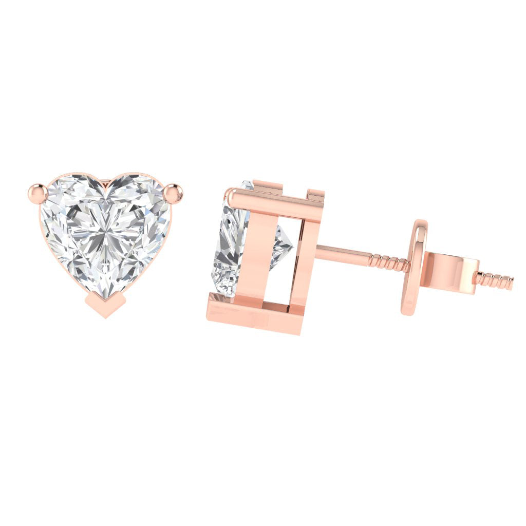 rose gold plated sterling silver heart shape cubic zirconia april birthstone stud earrings
