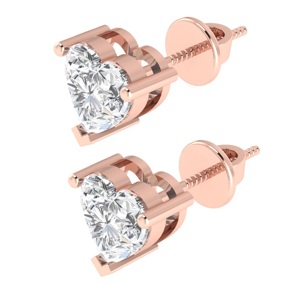 rose gold plated sterling silver heart shape cubic zirconia april birthstone stud earrings