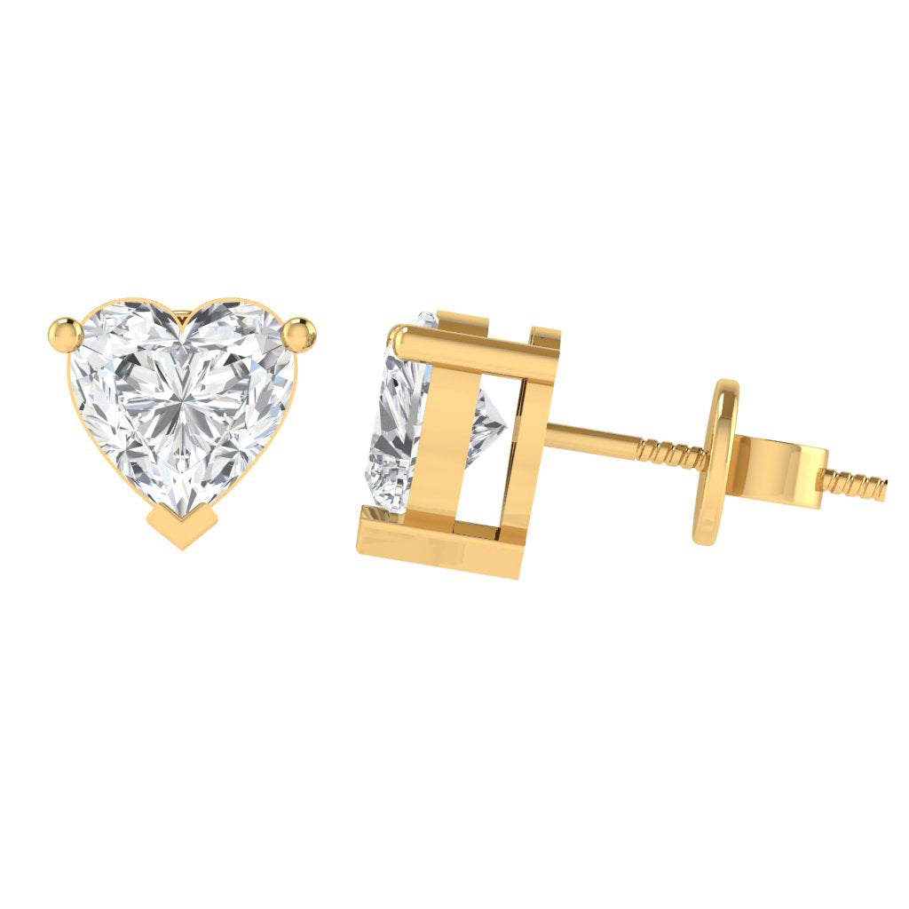 yellow gold plated sterling silver heart shape cubic zirconia april birthstone stud earrings