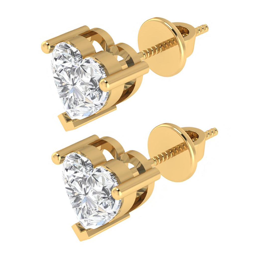 yellow gold plated sterling silver heart shape cubic zirconia april birthstone stud earrings