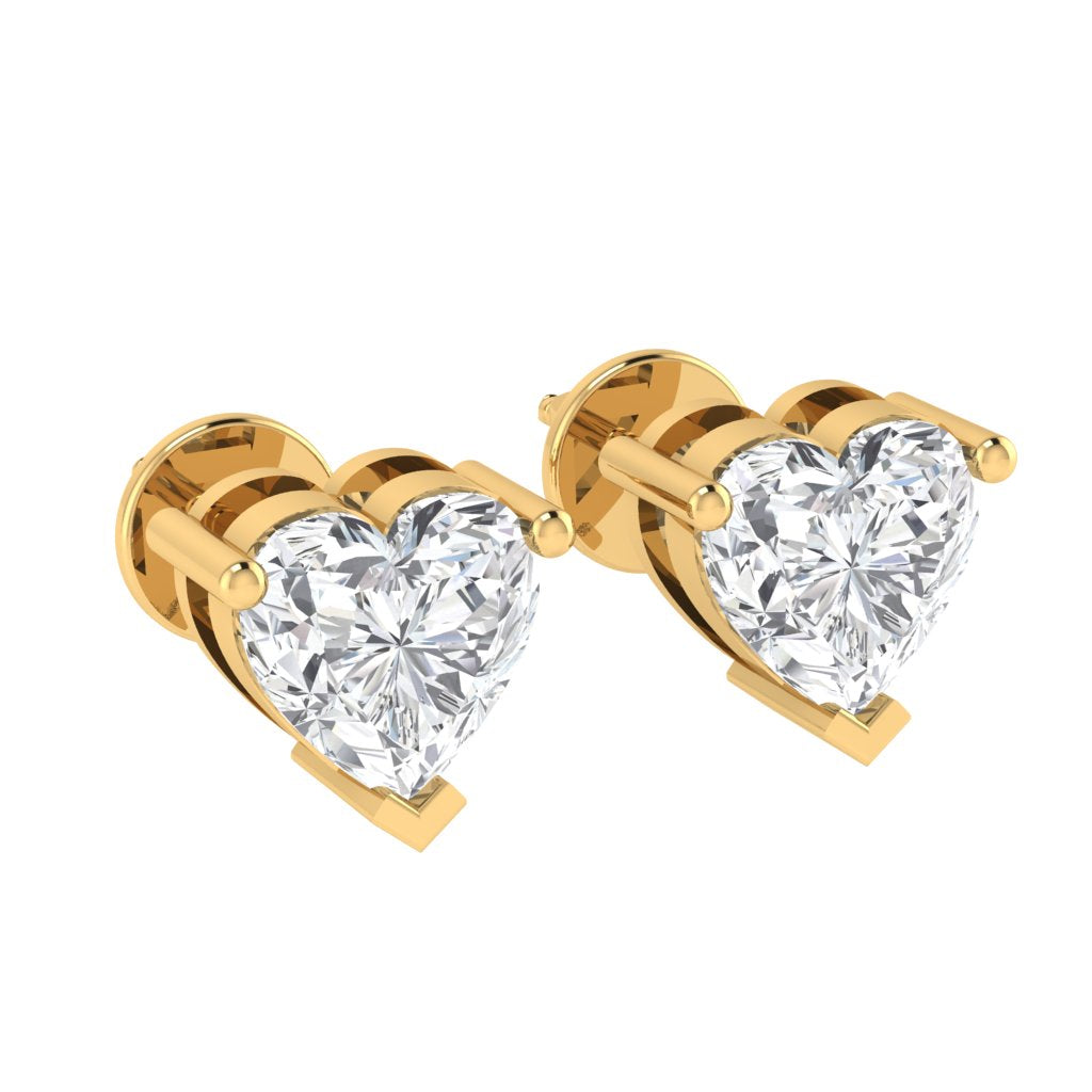 yellow gold plated sterling silver heart shape cubic zirconia april birthstone stud earrings