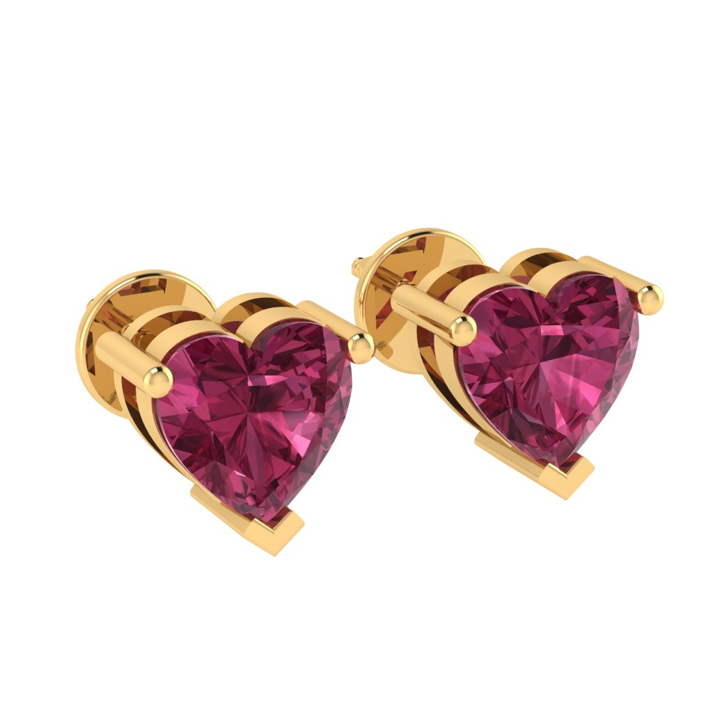yellow gold plated sterling silver heart shape tourmaline october birthstone stud earrings
