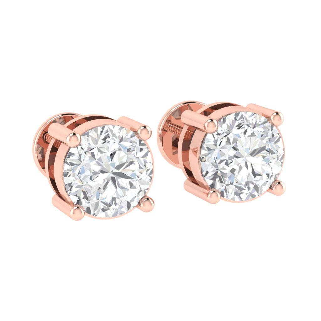 rose gold plated sterling silver round shape cubic zirconia april birthstone stud earrings