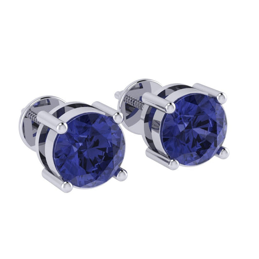 white gold plated sterling silver round shape tanzanite december birthstone stud earrings