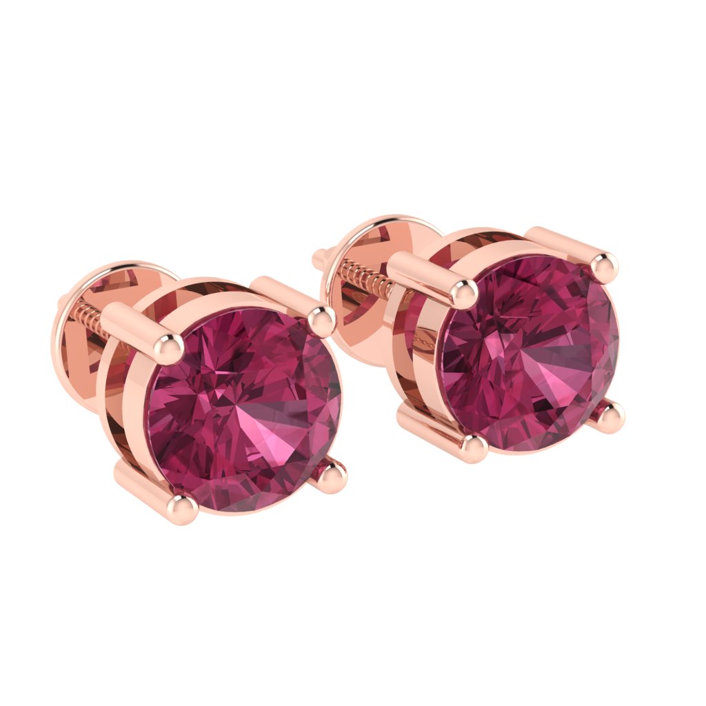 rose gold plated sterling silver round shape tourmaline october birthstone stud earrings