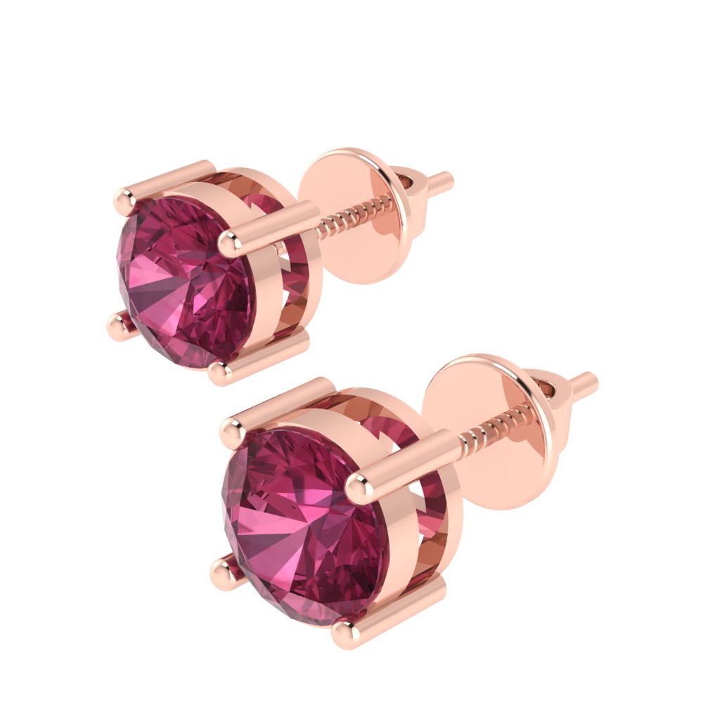 rose gold plated sterling silver round shape tourmaline october birthstone stud earrings