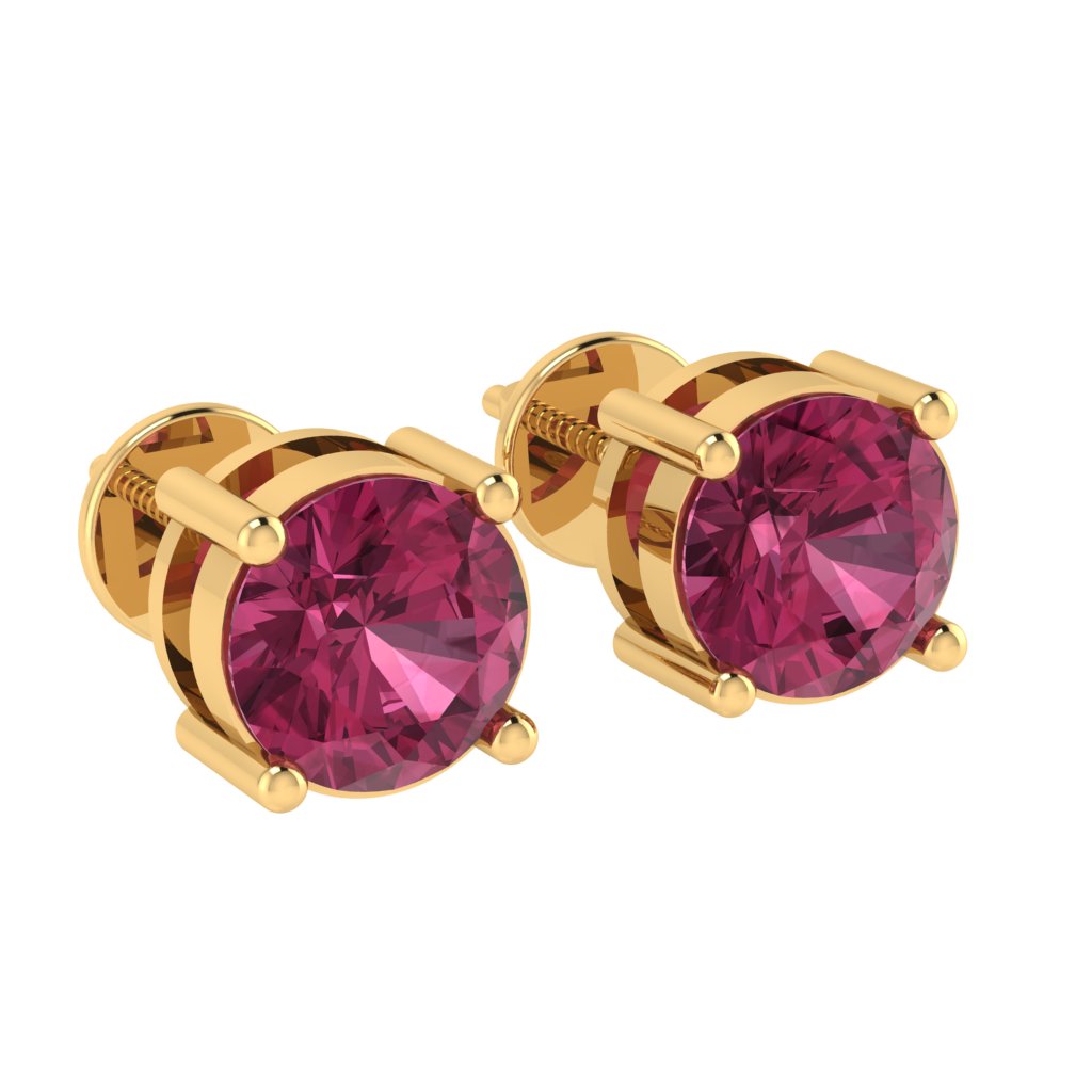 yellow gold plated sterling silver round shape tourmaline october birthstone stud earrings