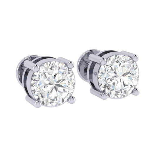 white gold plated sterling silver round shape cubic zirconia april birthstone stud earrings