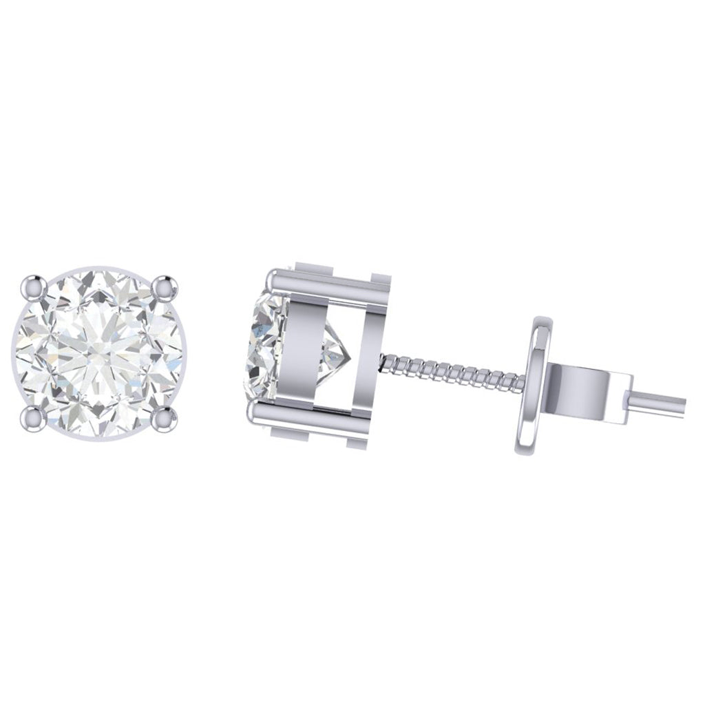 white gold plated sterling silver round shape cubic zirconia april birthstone stud earrings