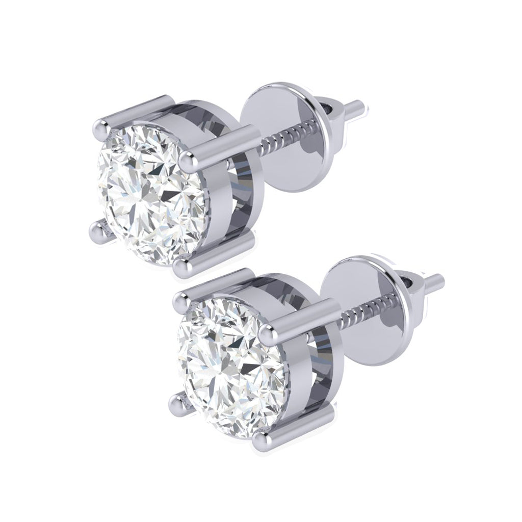 white gold plated sterling silver round shape cubic zirconia april birthstone stud earrings