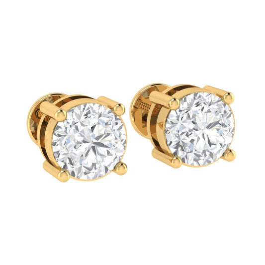 yellow gold plated sterling silver round shape cubic zirconia april birthstone stud earrings