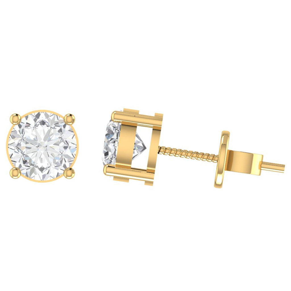 yellow gold plated sterling silver round shape cubic zirconia april birthstone stud earrings