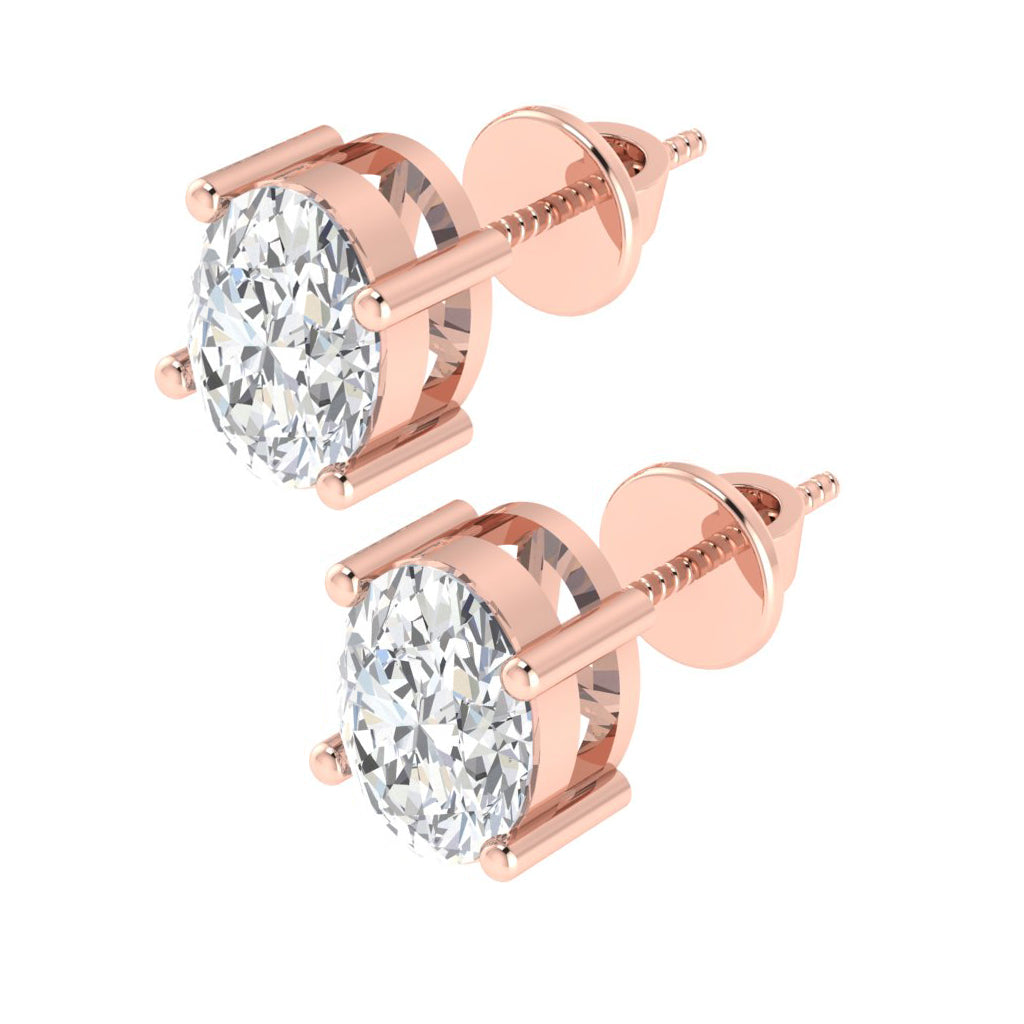 rose gold plated sterling silver oval shape cubic zirconia april birthstone stud earrings