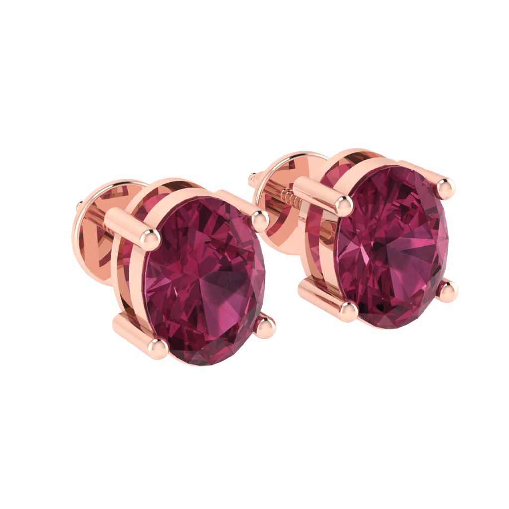 rose gold plated sterling silver oval shape tourmaline october birthstone stud earrings