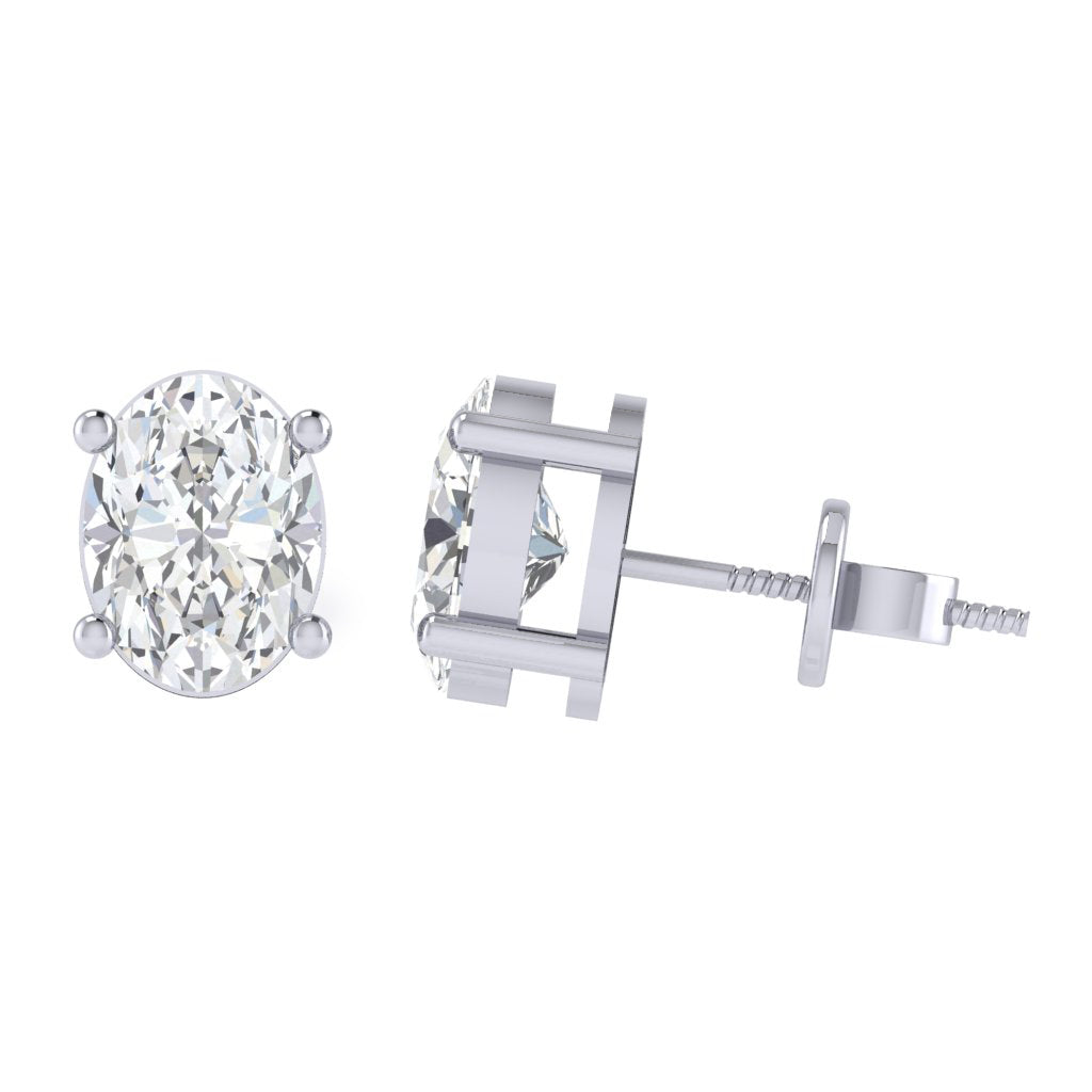 white gold plated sterling silver oval shape cubic zirconia april birthstone stud earrings
