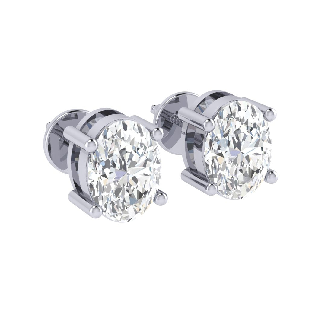 white gold plated sterling silver oval shape cubic zirconia april birthstone stud earrings