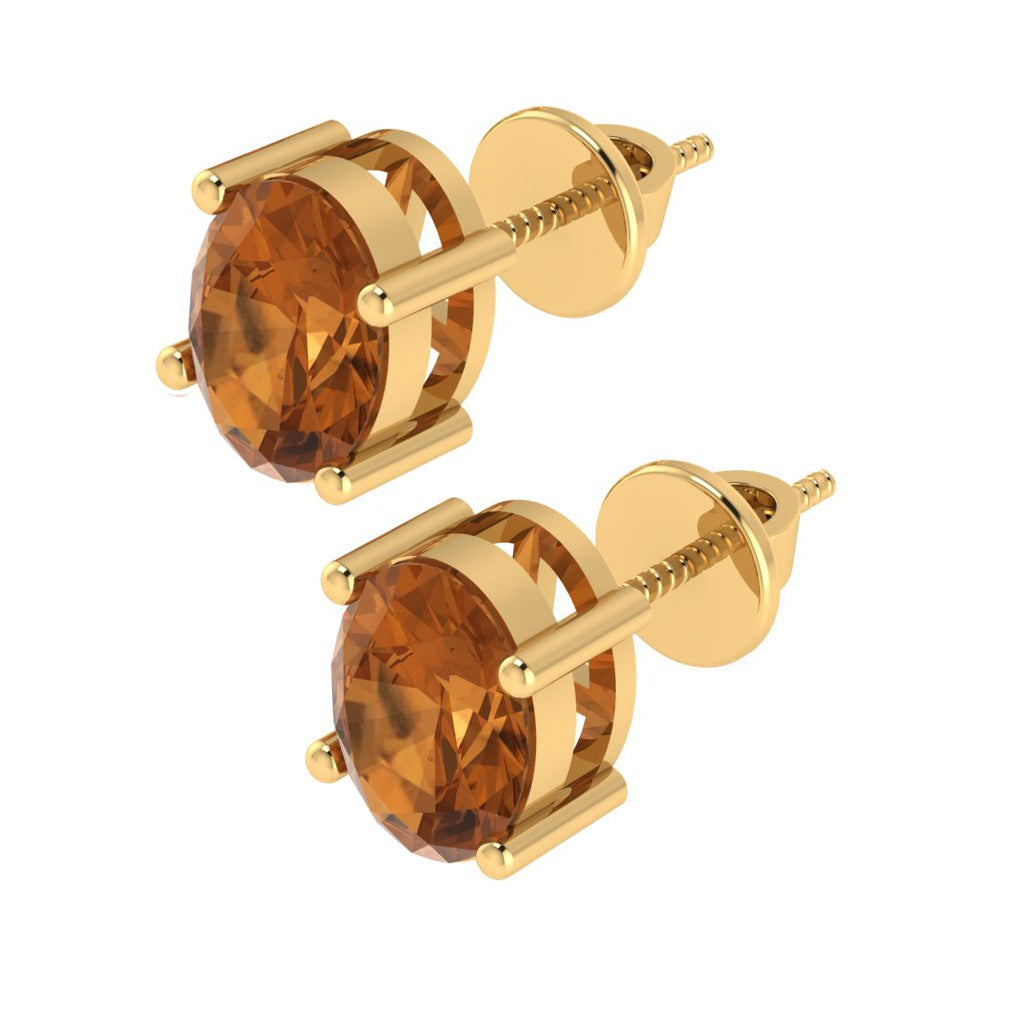 yellow gold plated sterling silver oval shape citrine november birthstone stud earrings