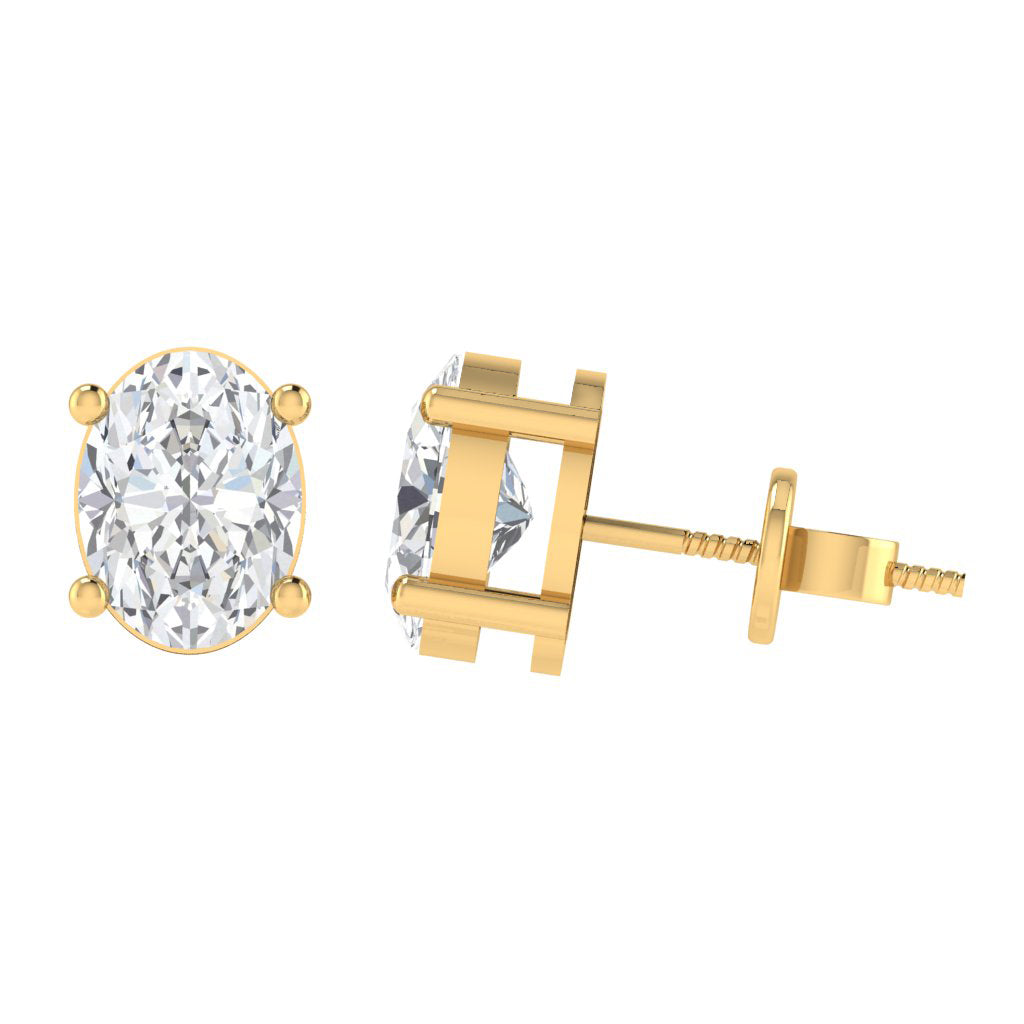 yellow gold plated sterling silver oval shape cubic zirconia april birthstone stud earrings