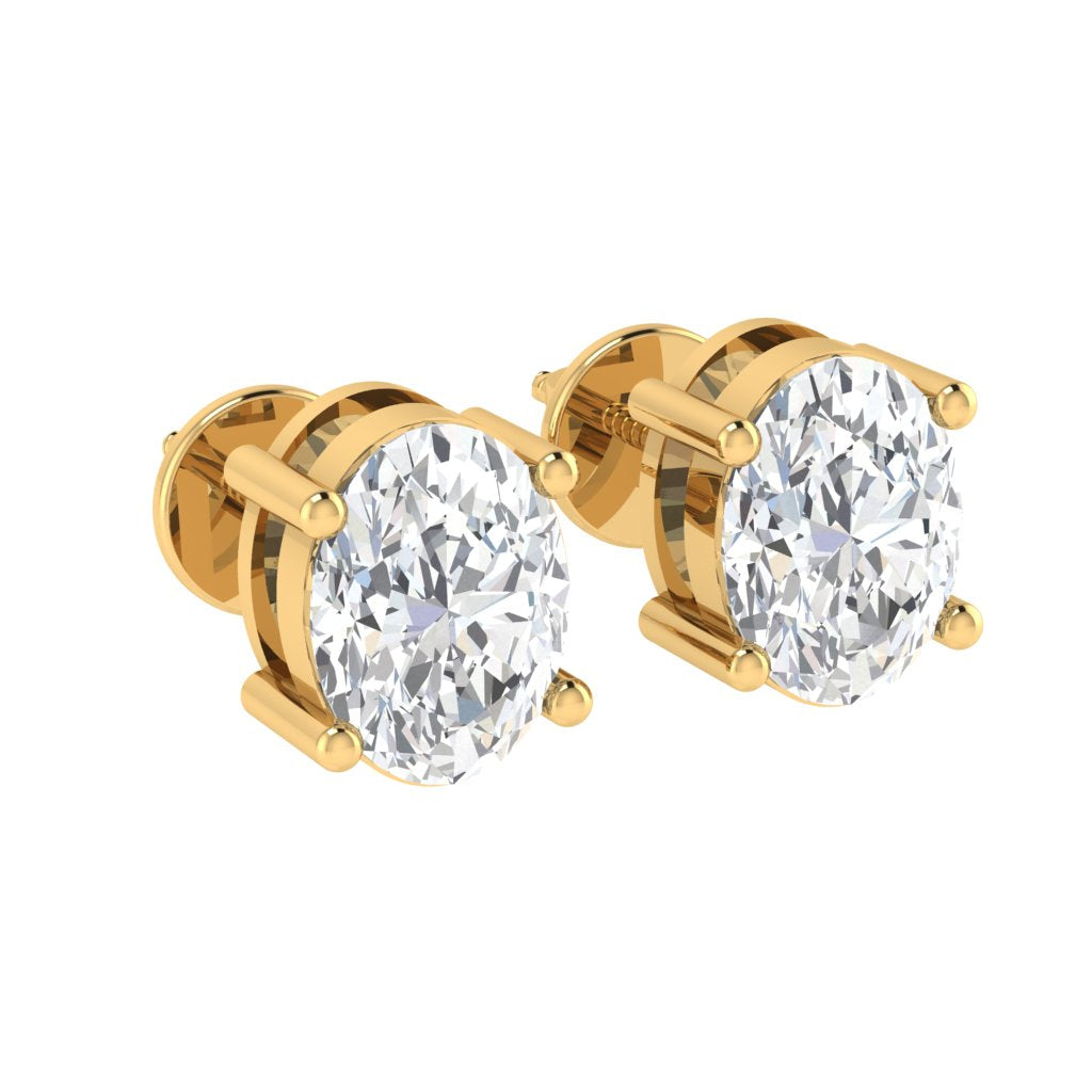yellow gold plated sterling silver oval shape cubic zirconia april birthstone stud earrings