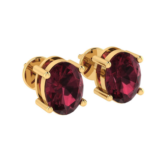 yellow gold plated sterling silver oval shape garnet january birthstone stud earrings