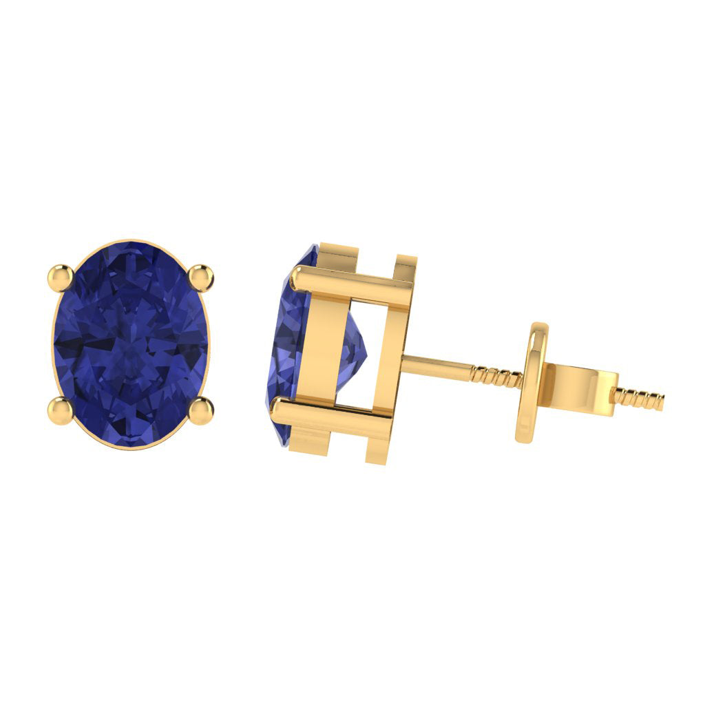 yellow gold plated sterling silver oval shape tanzanite december birthstone stud earrings