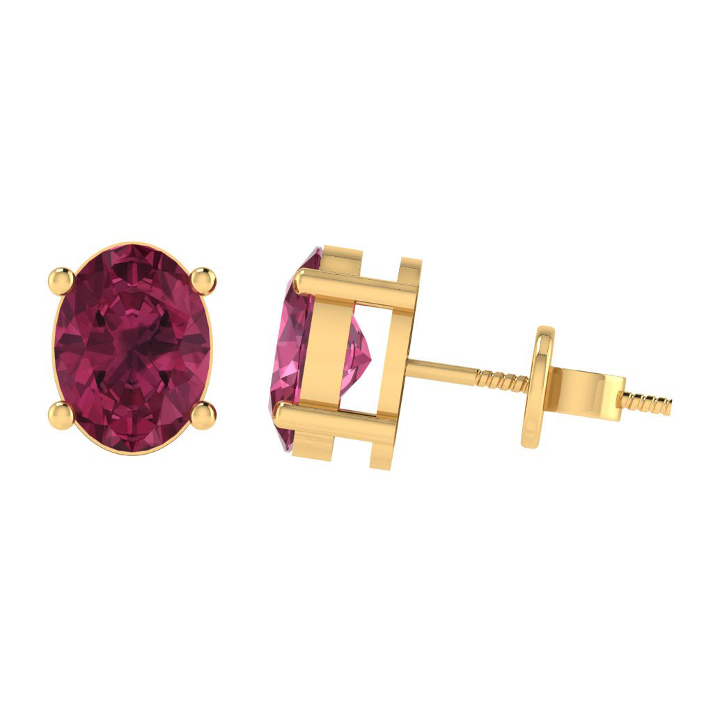 yellow gold plated sterling silver oval shape tourmaline october birthstone stud earrings