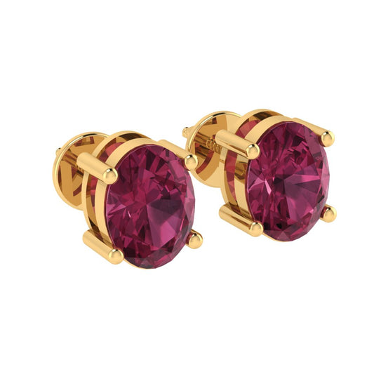 yellow gold plated sterling silver oval shape tourmaline october birthstone stud earrings