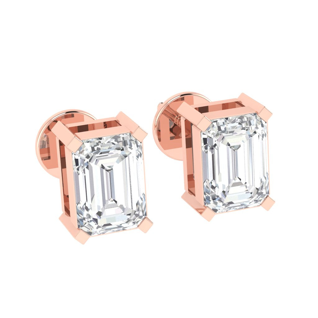 rose gold plated sterling silver emerald cut cubic zirconia april birthstone stud earrings