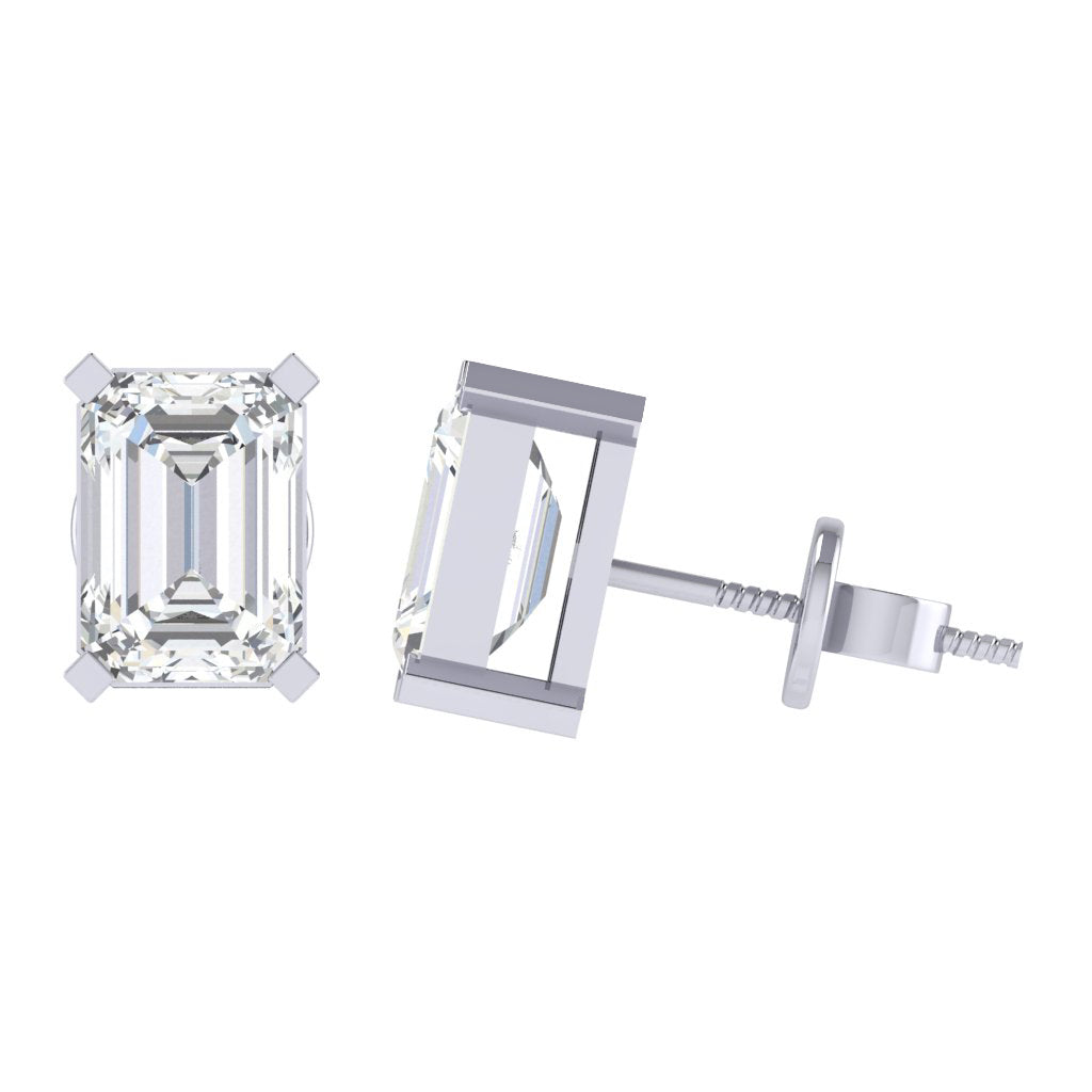 white gold plated sterling silver emerald cut cubic zirconia april birthstone stud earrings