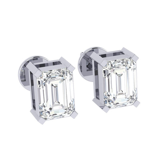 white gold plated sterling silver emerald cut cubic zirconia april birthstone stud earrings