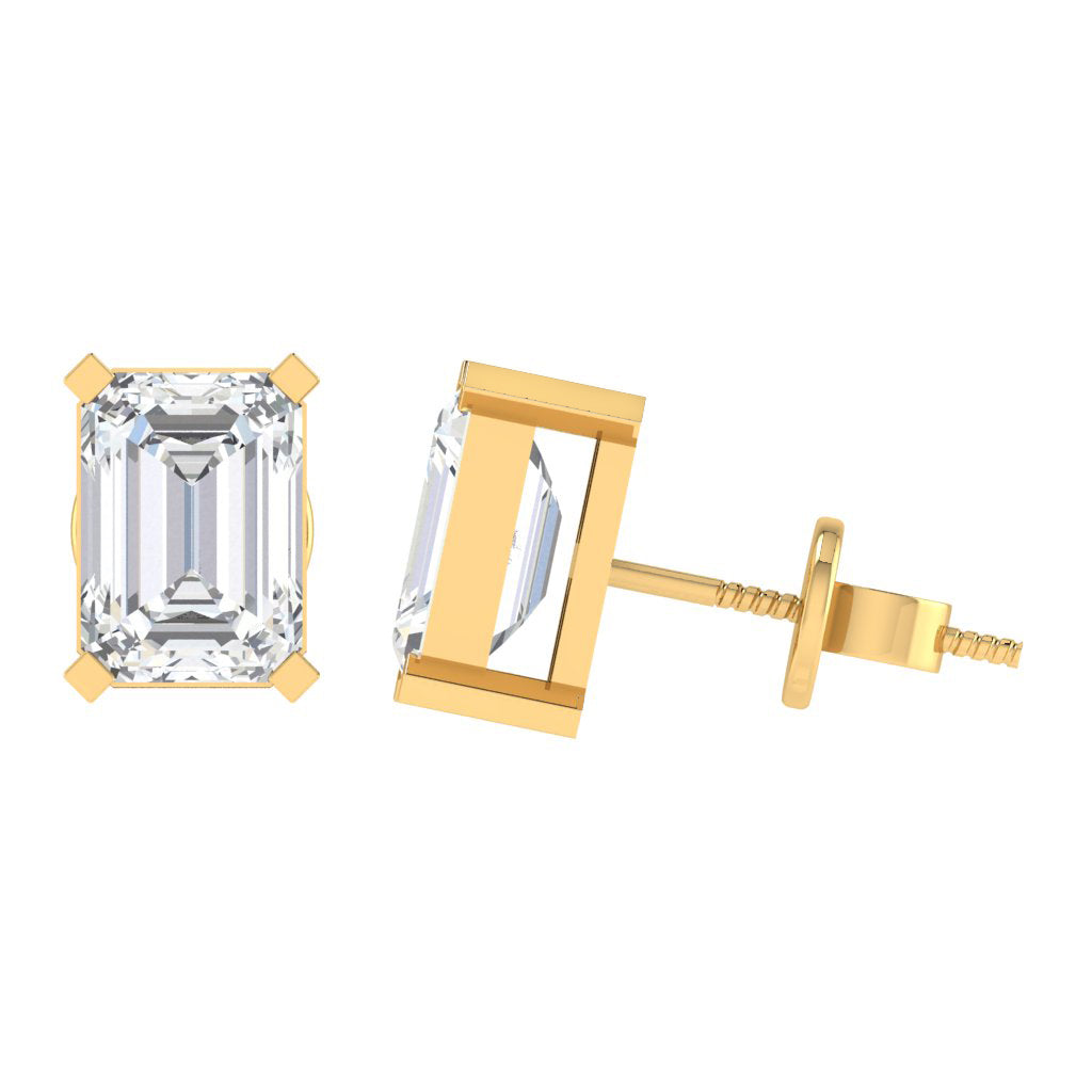 yellow gold plated sterling silver emerald cut cubic zirconia april birthstone stud earrings