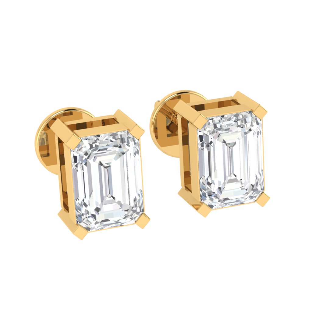 yellow gold plated sterling silver emerald cut cubic zirconia april birthstone stud earrings