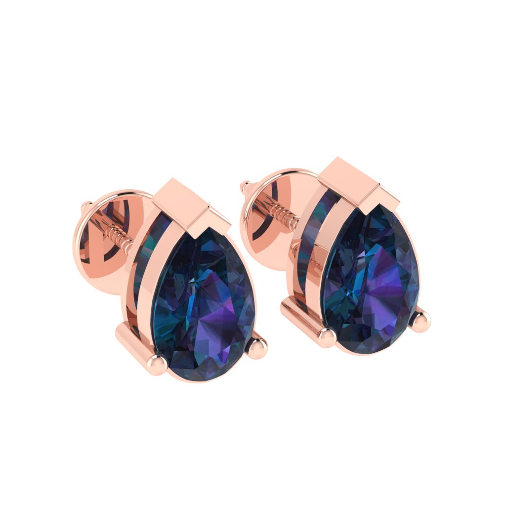 rose gold plated sterling silver pear shape amethyst february birthstone stud earrings