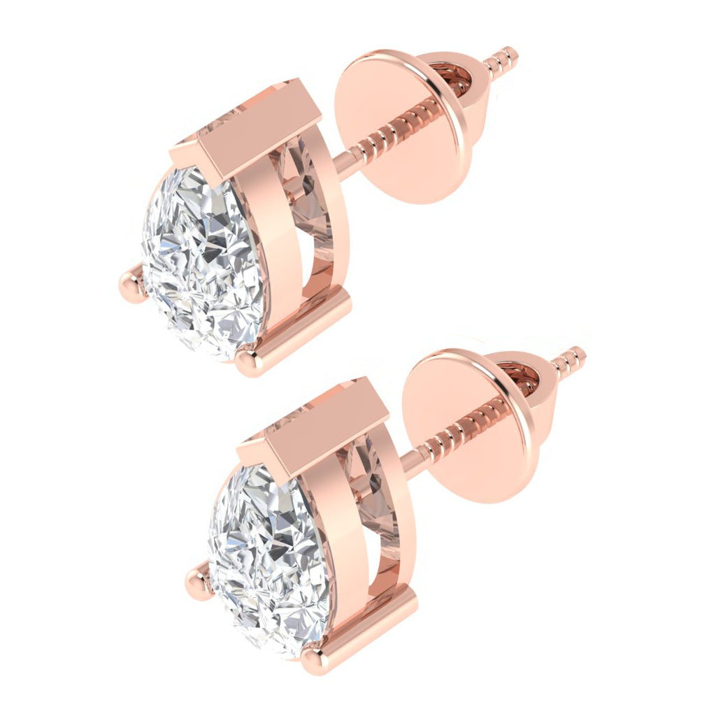 rose gold plated sterling silver pear shape cubic zirconia april birthstone stud earrings