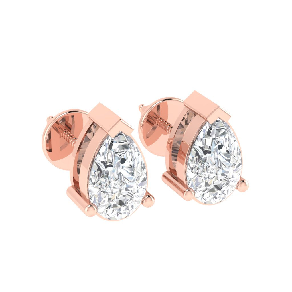 rose gold plated sterling silver pear shape cubic zirconia april birthstone stud earrings