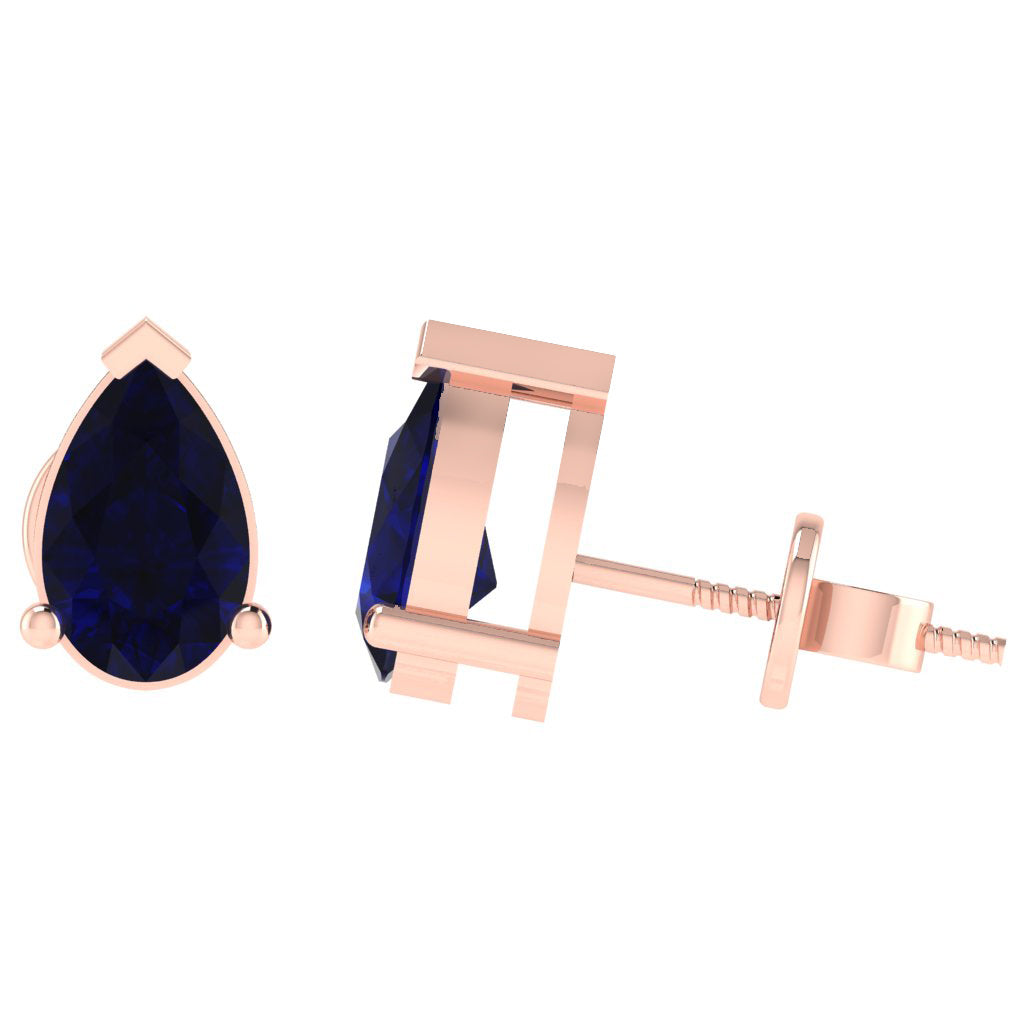 rose gold plated sterling silver pear shape sapphire september birthstone stud earrings