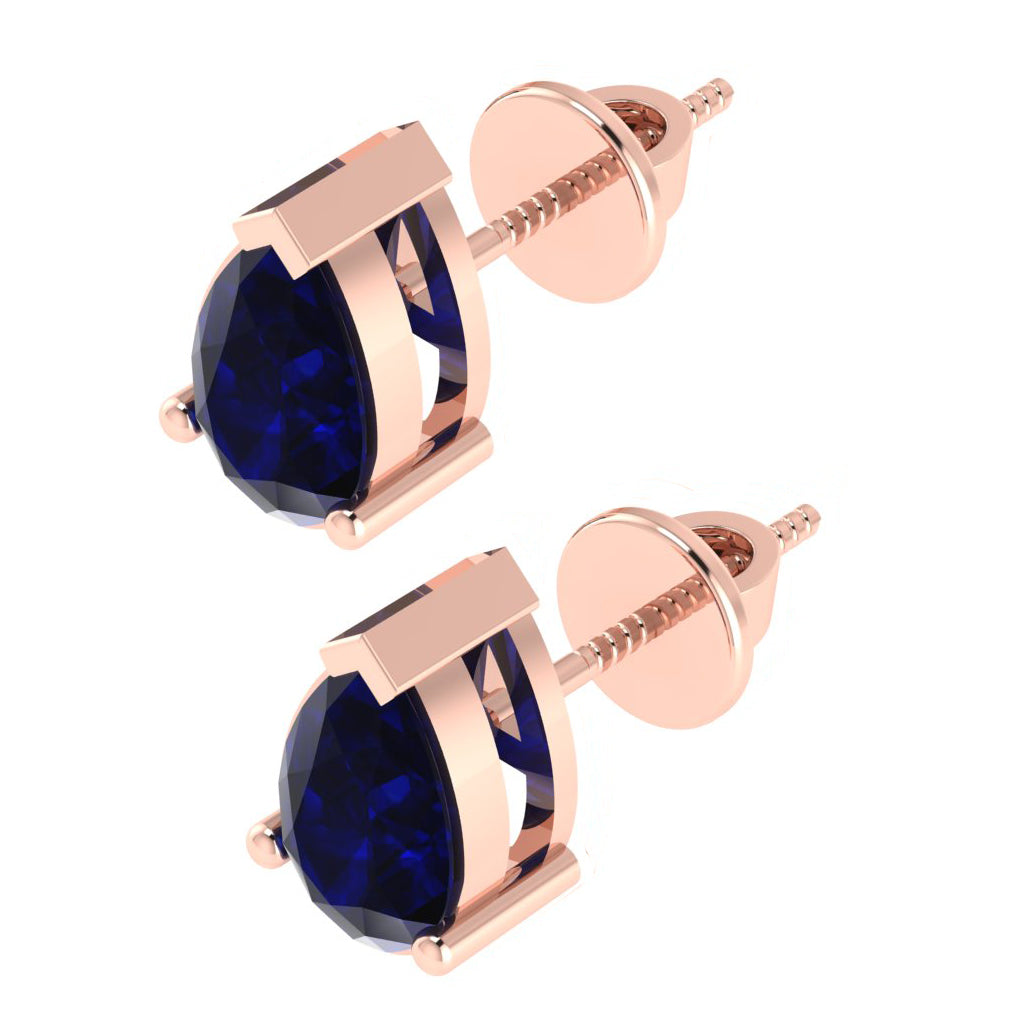rose gold plated sterling silver pear shape sapphire september birthstone stud earrings